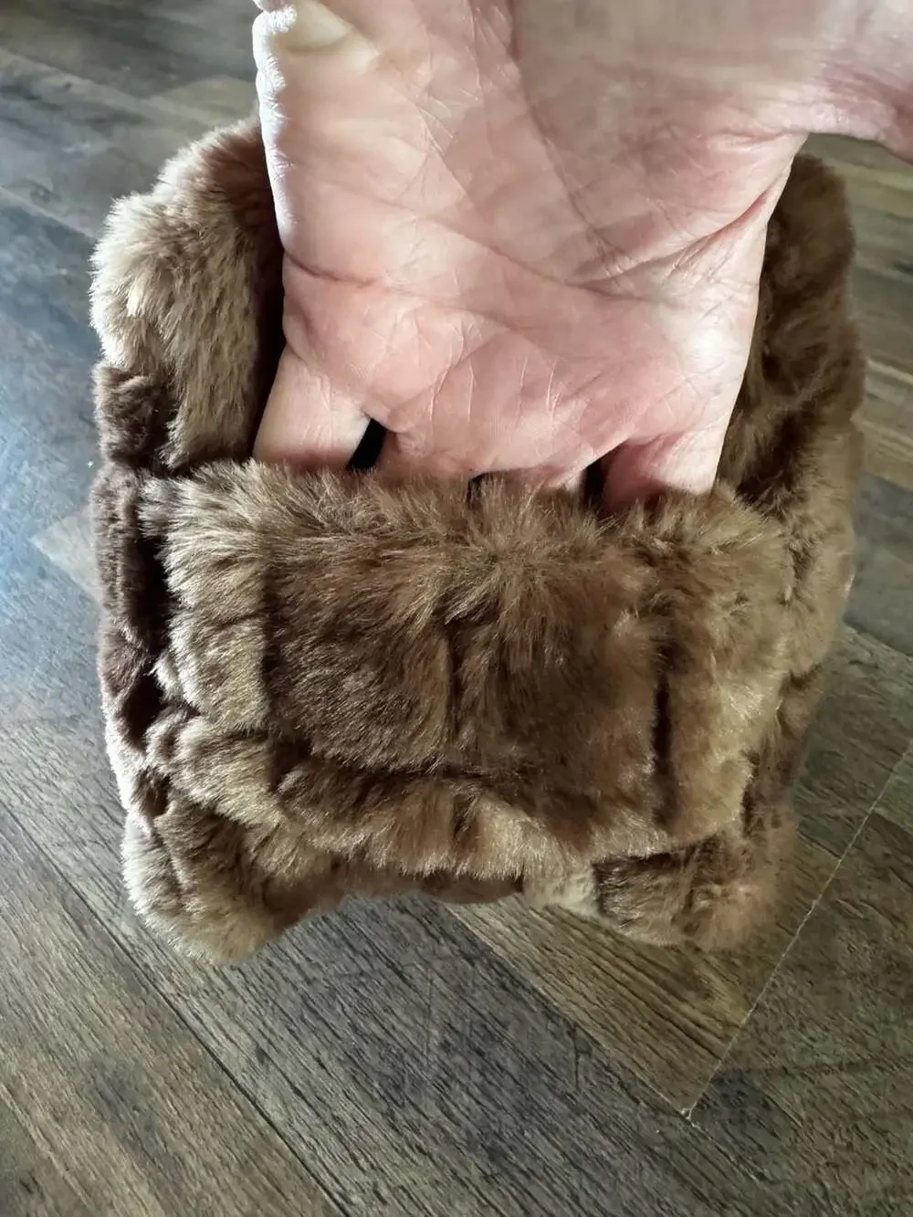 The Handmade Heifer Brown Faux Fur Boxy Cosmetic Travel Bag